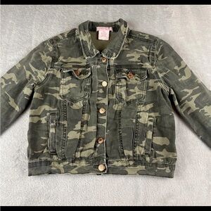 SOHO BLUE Girls Long sleeve camouflage button up deim jacket size L